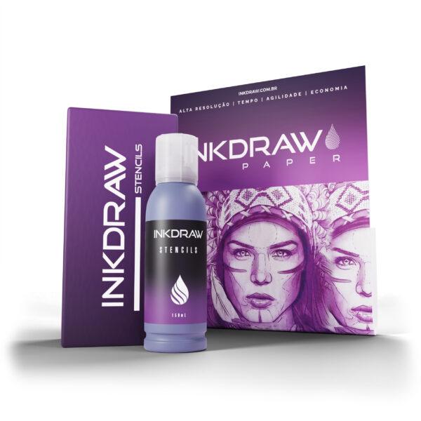 Kit Inkdraw Stencils 100ml + Papel + Remoove + Transfer
